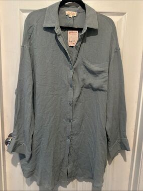 Listicle Sage-Green Relaxed Button-Down Shirt